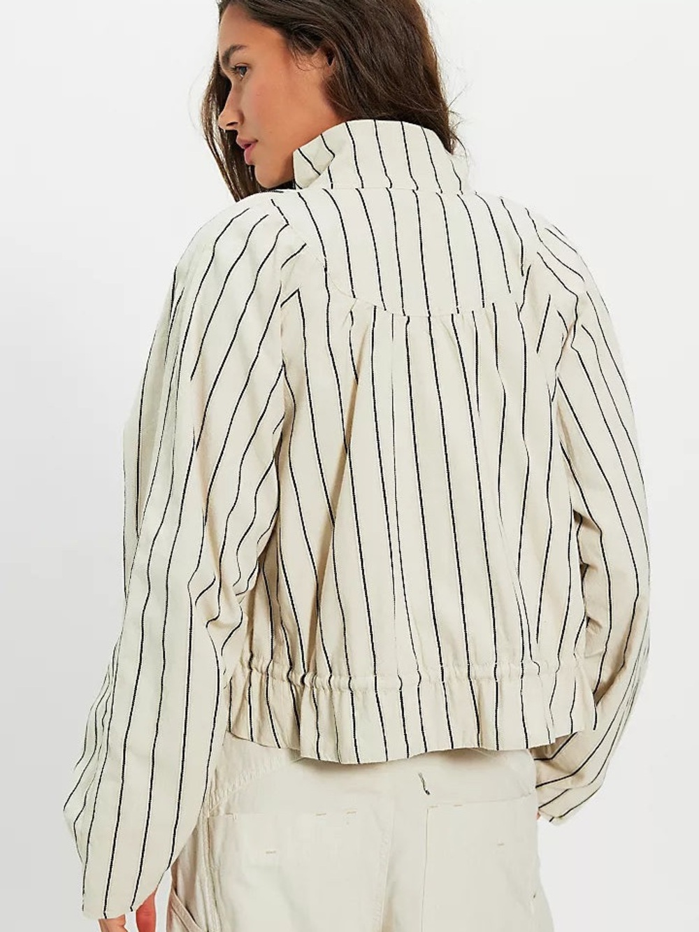 Free People Cream Striped Drawstring Jacket - Picture 4 of 5